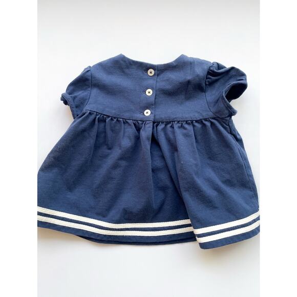 Baby Girls Ralph Lauren Navy Blue and White Nautical Short Sleeve Top 9 mo. - Picture 5 of 5